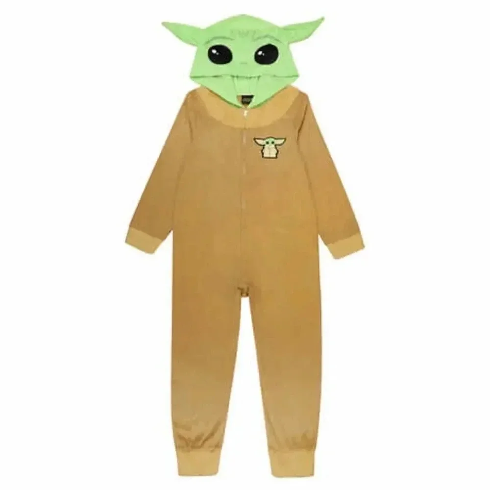 Star Wars Kids' Hooded Blanket Sleeper Size 4 6 Mandalorian One Piece Sleeper